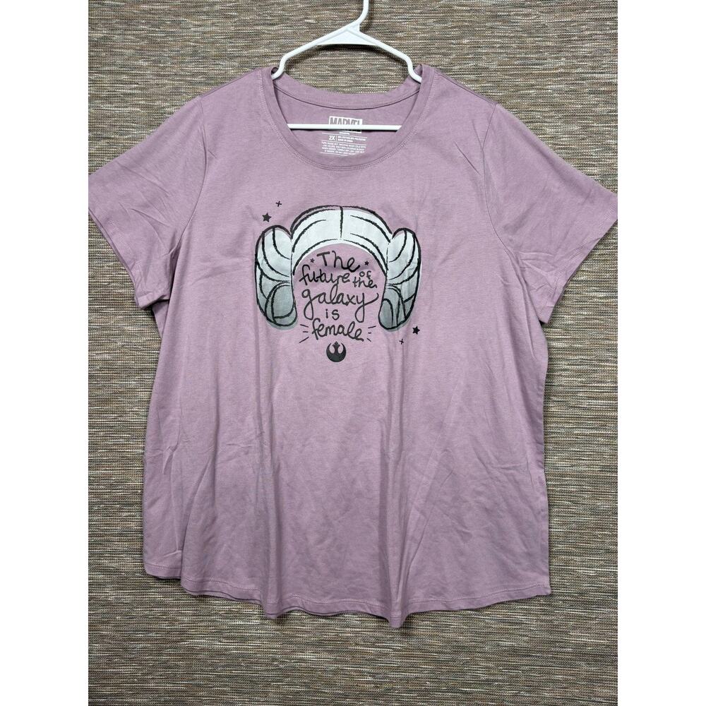 Marvel Star Wars Princess Leia Shirt Womens 2X Purple Future Galaxy Graphic Tee